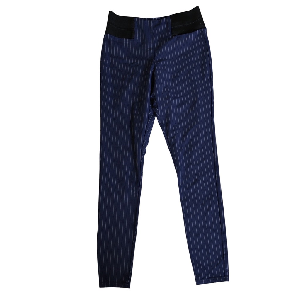 Simply Vera Vera Wang Navy Blue Pinstripe Skinny Pull On Pants Womens Small